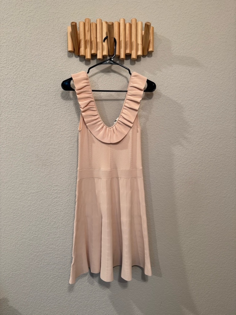 Ted Baker Blush Pink Ruffle Scoop Neck Skater Dress - Picture 2 of 5